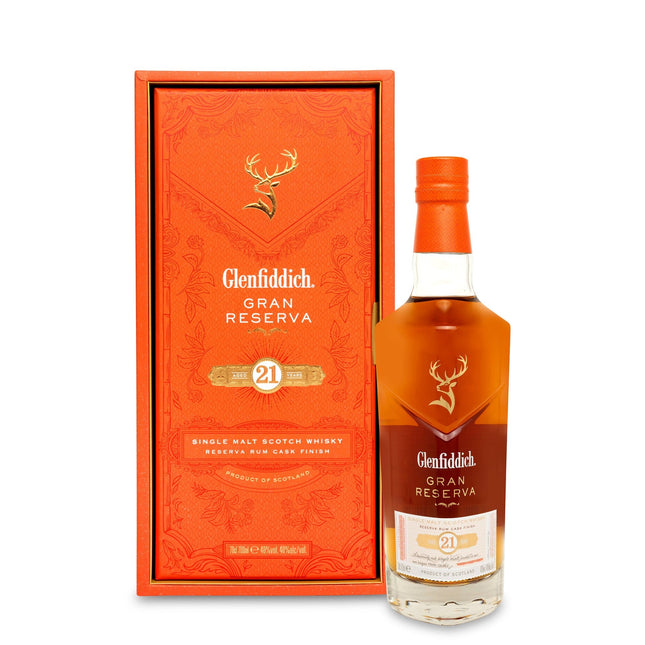 Glenfiddich 21 Year Old Gran Reserva Rum Cask Finish with a Complimentary Aspinal of London Leather Luggage Tag