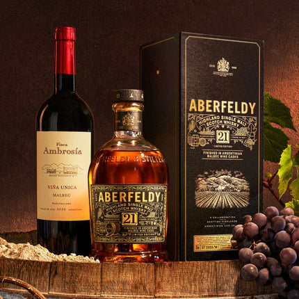 Aberfeldy 21 Year Old Argentinian Malbec Wine Cask Finish with Complimentary Finca Ambrosía Malbec 2022