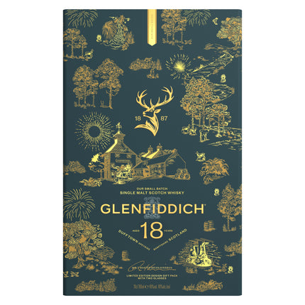 Glenfiddich 18 Year Old Small Batch (Festive Limited Edition 2026 with Two Glasses)
