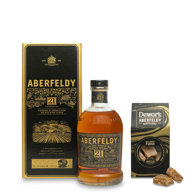 Aberfeldy 21 Year Old Argentinian Malbec Wine Cask Finish with Whisky Fudge Gift