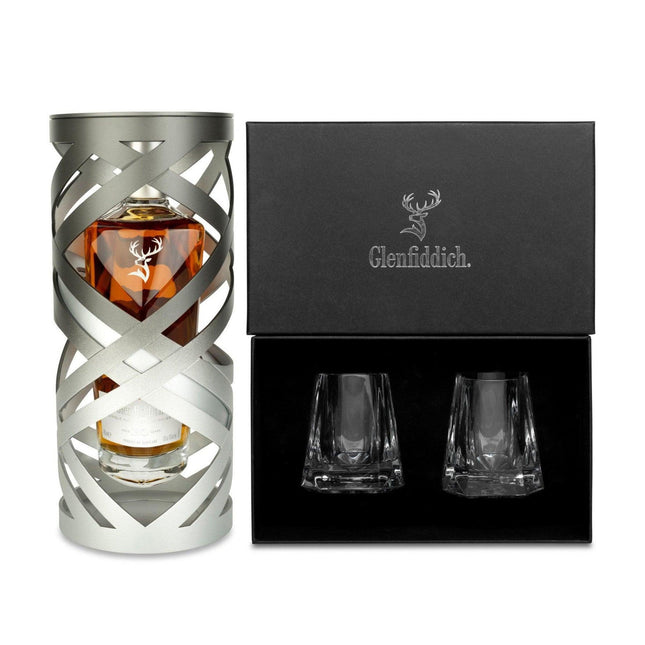 Glenfiddich 30 Year Old Suspended Time with a Complimentary Pair of Bespoke Glenfiddich Crystal Glasses